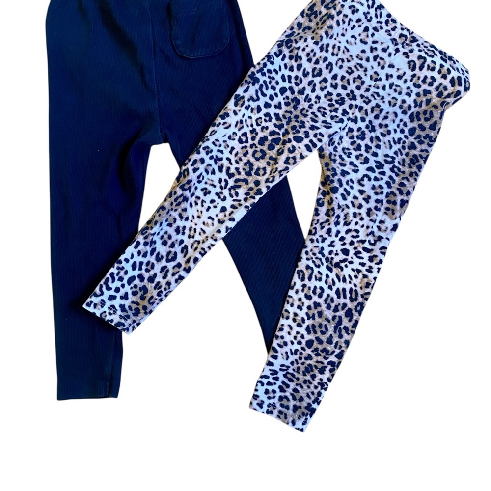 Janie and Jack Leopard Print & Zara kids black Leggings